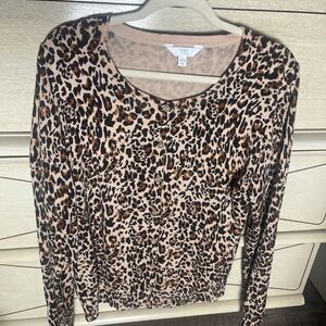 Time and Tru Animal Print Long Sleeve Top